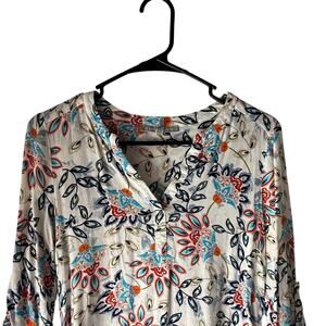 Danielrainn Size Small Floral Rayon Roll Tab Sleeve Blouse‎ Summer